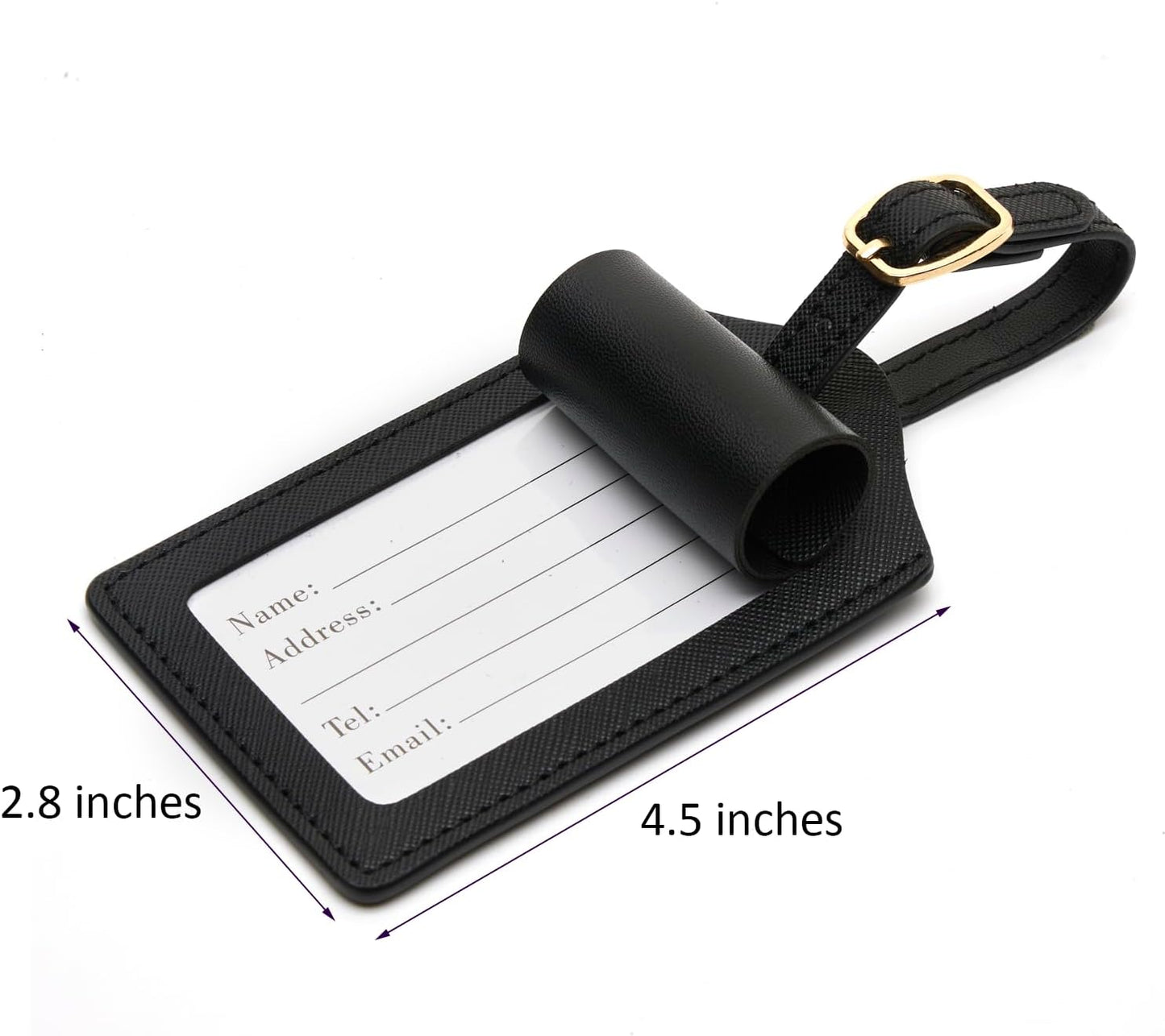 Luggage Tag PU Leather for Suitcase Baggage Handbag Travel Bag Label Suitcase Tag Label Tag w. Name Card & Privacy Cover (I)