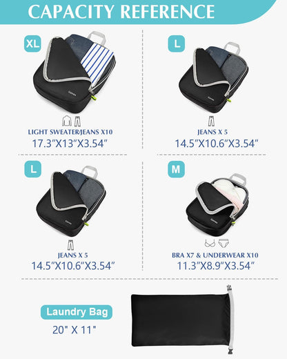 Gonex Compression Packing Cubes, 3pcs/4pcs Expandable Storage Travel Luggage Bags Organizers