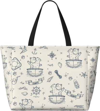 Beach Bag for Women Beach Tote Bag Waterproof Sandproof Large Bags with Zipper Big Capacity for Vacation Travel