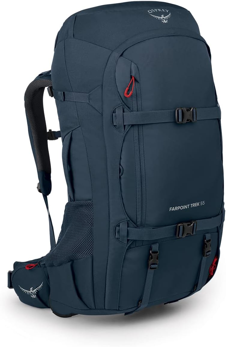 Osprey Farpoint Trek 55L Men's Travel Backpack, Muted Space Blue