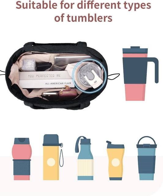 ECOHUB Tote Bag for Women, Work Tote Bags with Laptop Compartment, Large Corduroy Tote Bag with Stanley Cup Holder