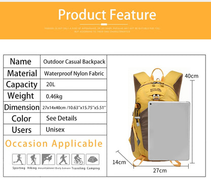 Small Hiking Backpack, 20L Lightweight Travel Backpacks For Men Women, Water Resistant Outdoor Day Pack, Ultralight Camping Daypack Backpacks, Durable Hiking Backpack Fit For Camping.(With Rain-cover)