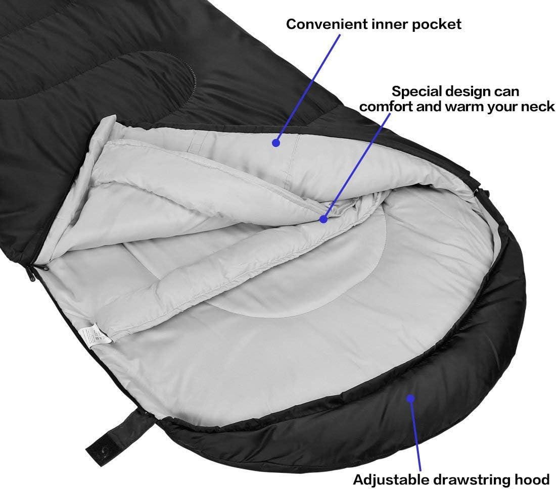 3-4 Season Portable Waterproof Envelope Sleeping Bag for Adults & Kids - For Traveling, Camping, Hiking