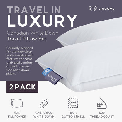 Lincove Microgel Travel Pillow - Global Recycled Standard Certified - Plush and Cozy Luxury Pillow to Support Head, Neck, While Sleeping on Airplanes, Cars, Hotels & Home - 12"x16" - 2 Pack