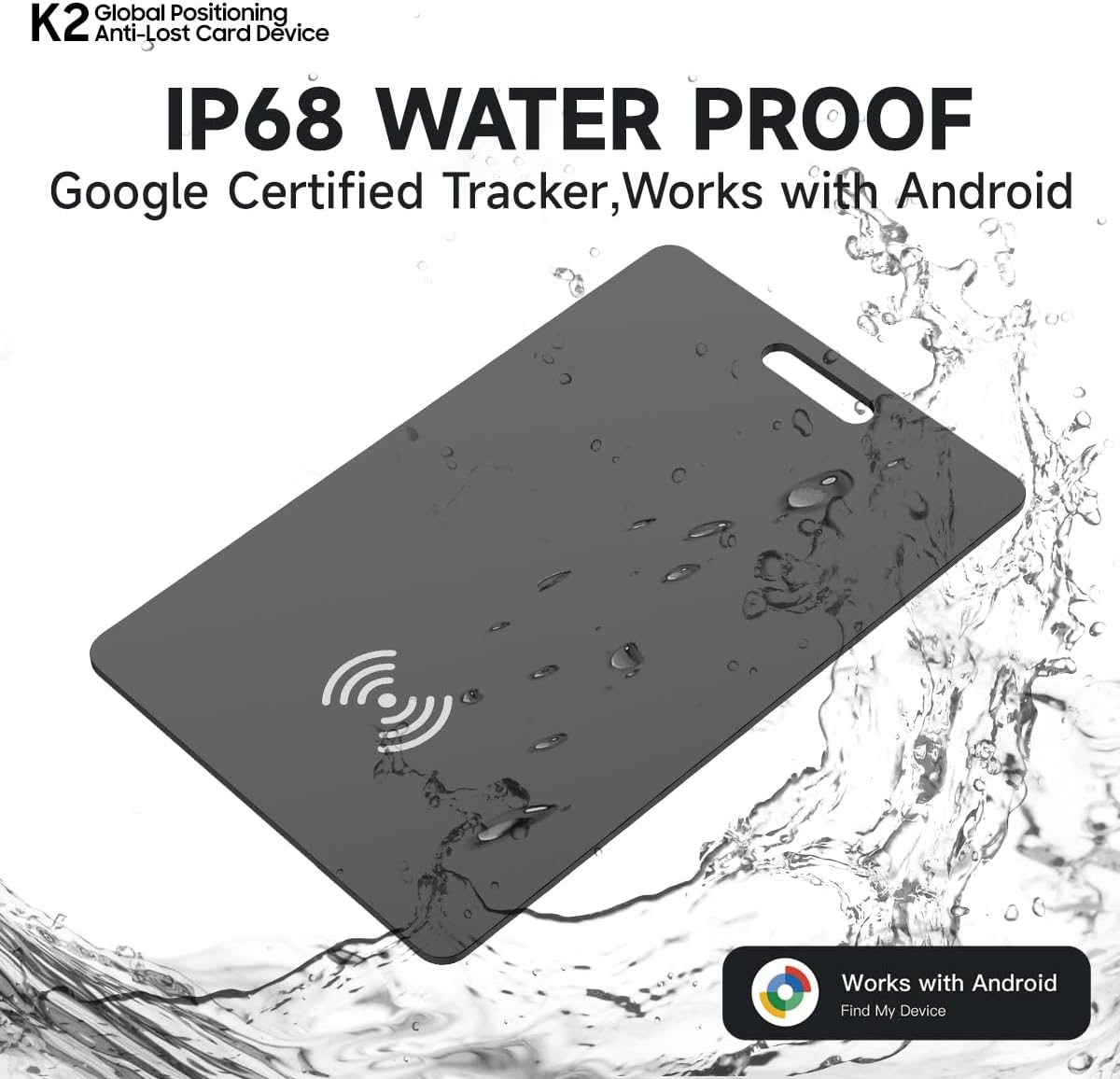 Android Smart Item Tracker Locator - SEVEN SWAN Bluetooth for Google Finder Card with Wireless Charging & 3-Month Battery for Credit Cards Black