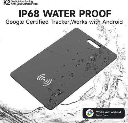 Android Smart Item Tracker Locator - SEVEN SWAN Bluetooth for Google Finder Card with Wireless Charging & 3-Month Battery for Credit Cards Black