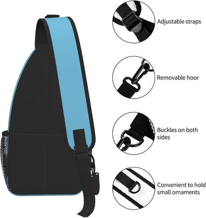 Sling Bag White Flower Blue Summer Hiking Daypack Crossbody Shoulder Backpack Travel Chest Pack for Men Women