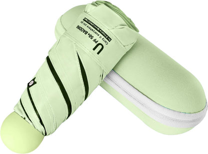 BAODINI Travel Mini Umbrella for Purse With Case Small Compact UV Sun Protection Sun Lightweight Tiny Pocket Umbrella for Women Kids and Men