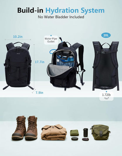 ECOHUB Small Hiking Backpack for Men Women, 20L Lightweight Travel Backpacks Water Resistant Camping Cycling Hiking Daypack