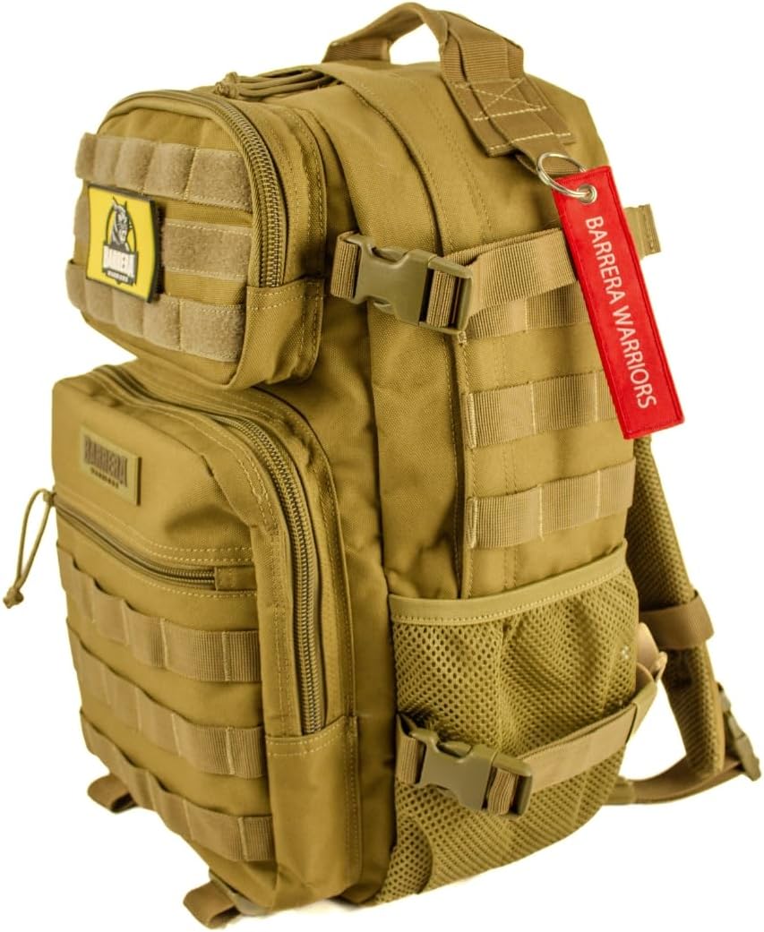 25 L Tactical Backpack: durable military-style backpack with MOLLE system for everyday use, travel, gym, hiking, fishing, camping, and outdoor sports.(COYOTE BROWN 25L)