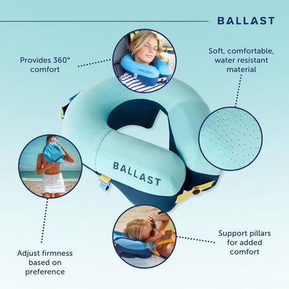 Ballast Travel Pillow PRO – Neck Pillow for Airplane, Compact Travel Pillow for Beach & Traveling, Enjoy Relaxation Wherever You Go (Tropical Blue)
