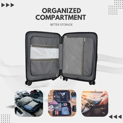 20-Inch Hardside Carry-On Luggage with Spinner Wheels – Airline Approved 22x14x9 Travel Suitcase with USB Port, Front Laptop Pocket & TSA Lock (Blue-Grey)