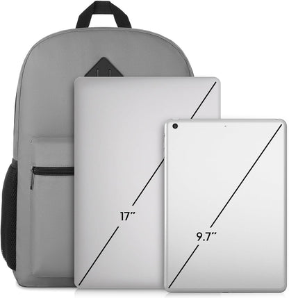 17 Inch School Backpack,Unisex Classic Bookbag Teens Schoolbag with USB Port for High School College Office Work Travel