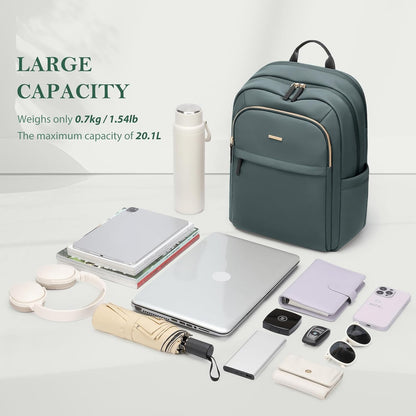 Travel Backpack for Women Personal Carry On Bag Business Weekender Hiking Multilayer Laptop Bag,16 Inch,DarkGreen