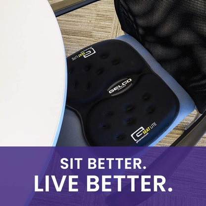 LITE Travel Gel Foam Cushion | Back Pain, Sciatica, Pressure Relief | Relieves Tailbone Discomfort, Promote Healthy Posture | Ergonomic Comfort | Car, Commute, Airplane and Travel - Red