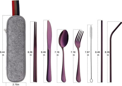 DEVICO Portable Utensils, Travel Camping Cutlery Set, 8-Piece including Knife - Image 2