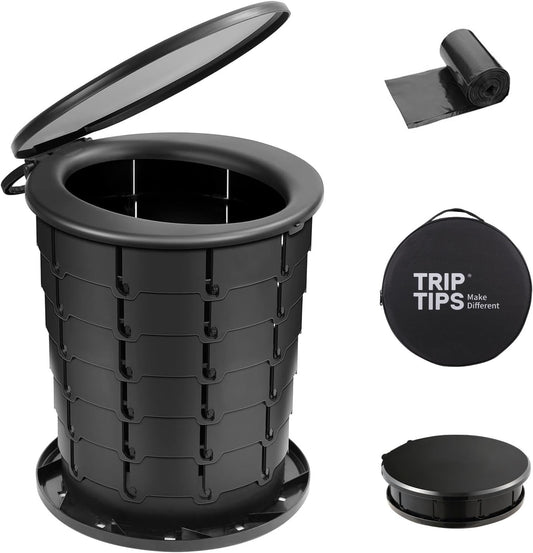 TRIPTIPS Upgrade Retractable Portable Toilet Travel Toilet Adjustable Height Camping Toilet Portable Potty for Adults Kids, Foldable Portable Toilet for Camping/Car