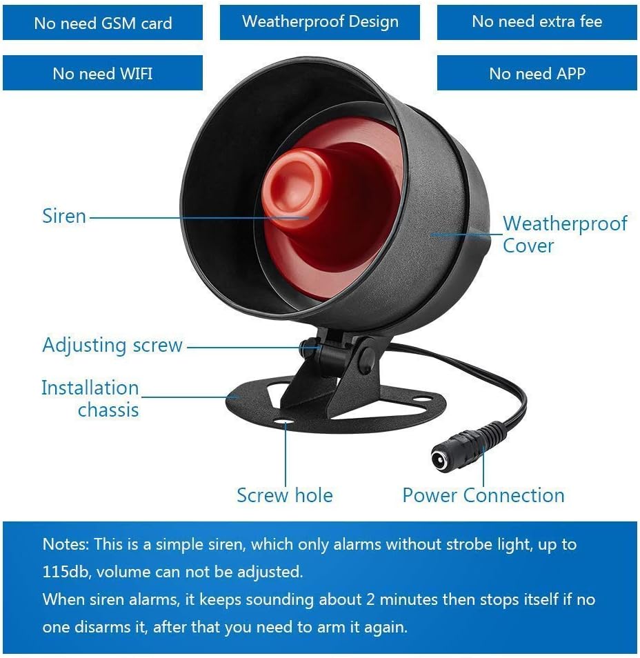 KERUI Home Security System Indoor Outdoor Weather-Proof Siren Window Door Sensors Motion Sensor Alarm with Remote Control More DIY, Wireless House Hotel Garage Shop Burglar Door Alarm, NO WIFI/GSM/APP