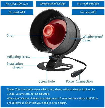 KERUI Home Security System Indoor Outdoor Weather-Proof Siren Window Door Sensors Motion Sensor Alarm with Remote Control More DIY, Wireless House Hotel Garage Shop Burglar Door Alarm, NO WIFI/GSM/APP