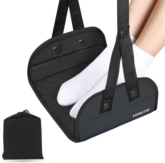 Airplane Footrest Made with Premium Memory Foam, Portable Foot Hammock with Comfortable No Clashing Base, Airplane Travel Accessories to Reduce Swelling and Soreness, Gifts for Travelers