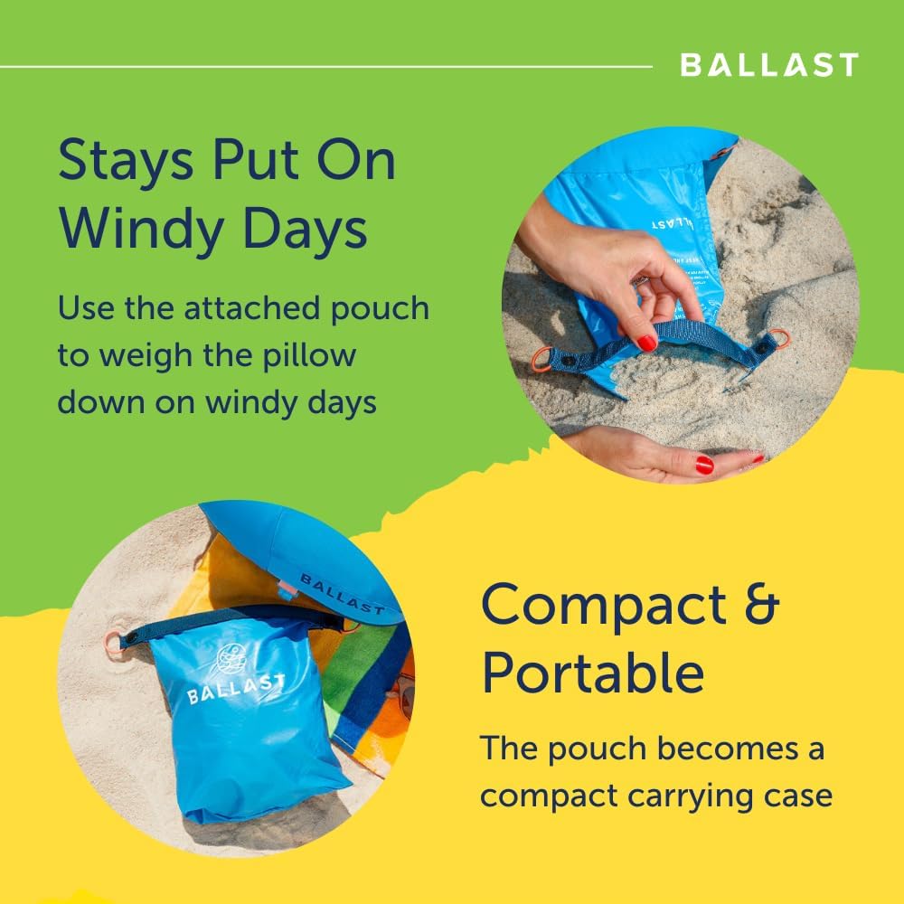 Ballast Travel Pillow PRO – Neck Pillow for Airplane, Compact Travel Pillow for Beach & Traveling, Enjoy Relaxation Wherever You Go (Ocean Blue)