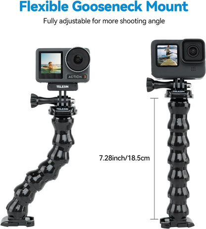 Jaws Flex Super Clamp Mount Gooseneck Tripod Desk Table Strolle Vlog Video Light Extension Holder Attach for GoPro Max 13 12 11 10 9 8 7 6 5 Insta360 X3 Go3 Ace Pro DJI Action 4 Pocket 3 Accessories