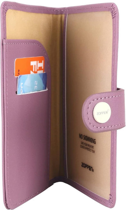 ZOPPEN Passport Holder Women, Passport Cover Travel Wallet Rfid Blocking Passport Wallet Cover Case Travel Essentials Document Organizer, Elegant Purple