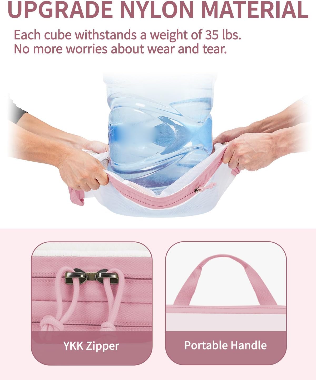 ECOHUB 6 Set Compression Packing Cubes, Gifts for Women Mom, Lightweight Vacation Travel Essentials Accessories for Suitcase Luggage Organizer Bags Set with YKK Zippers Shoe Bag, Pink