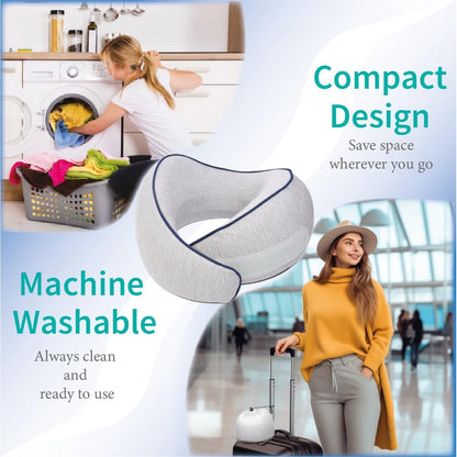 Memory Foam Travel Pillow | Provides Real Support for Head, Neck and Chin | Best Firm Airplane Pillow for Long Flights