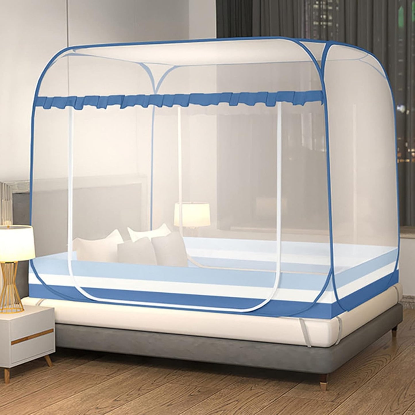 Jsanh Folding Mosquito Net Tent Canopy Curtains for Beds Pop Up Mosquito Net Tent King Size Portable Mosquito Netting with Bottom for Baby Adults(L80xW80XH62 inch