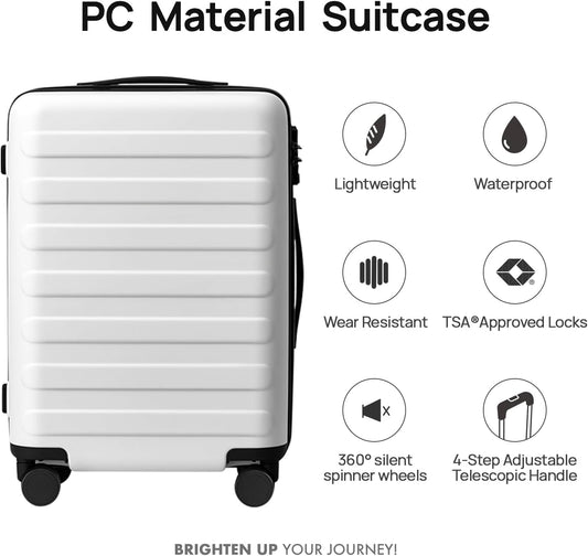 Carry on Luggage 22 X 14 X 9 Airline Approved, 20 Inch Luggage for 3-5 Days Travel, Double Spinner Wheels, 100% Hardshell PC, TSA Lock (05-Lily White (Basic), Checked 28-Inch)