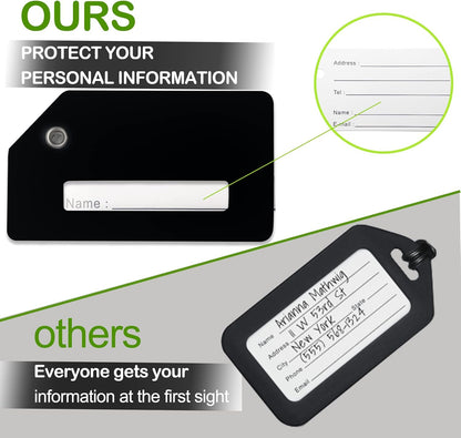 Luggage Tag 8 Pcak - Travel Essentials Accessories for Suitcases Quickly Identify, Travel Tags for Luggage, Backpacks, Bags, Baggage, Cruise Suitcases - Flexible & Bright Silicone (Black