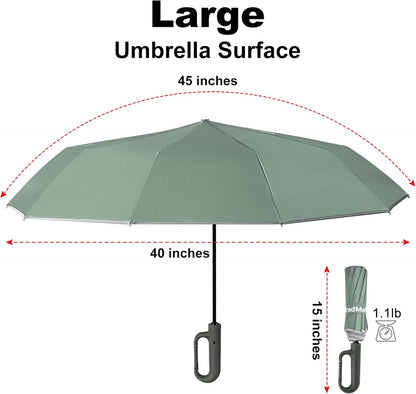TradMall Travel Umbrella, 280T Fabric Windproof Automatic Portable Compact Folding Umbrellas for Rain with Reflective Stripe for Women and Men