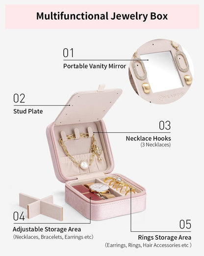 Vlando Teacher Must Haves, Personalized Initial Jewelry Case, Back to School Gift for Teacher, Teacher Appreciation Gifts, Teachers Day, Teacher Travel Jewelry Case with Initial - Letter E, Pink