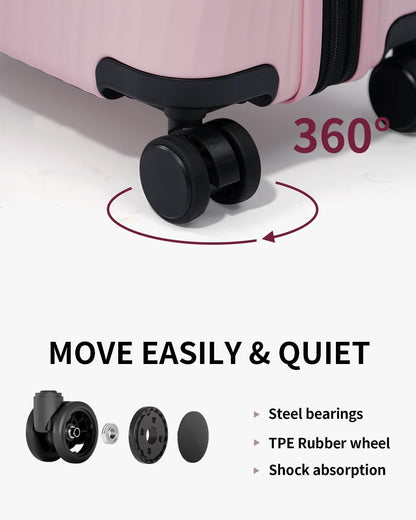 ECOHUB Hardside Expandable Carry On Luggage, 20" Rolling Luggage 22x14x9 Airline Approved with Spinner Wheels & TSA Lock, Lightweight Small Hardshell Travel Suitcase Valises, 20inch Carry-on Pink