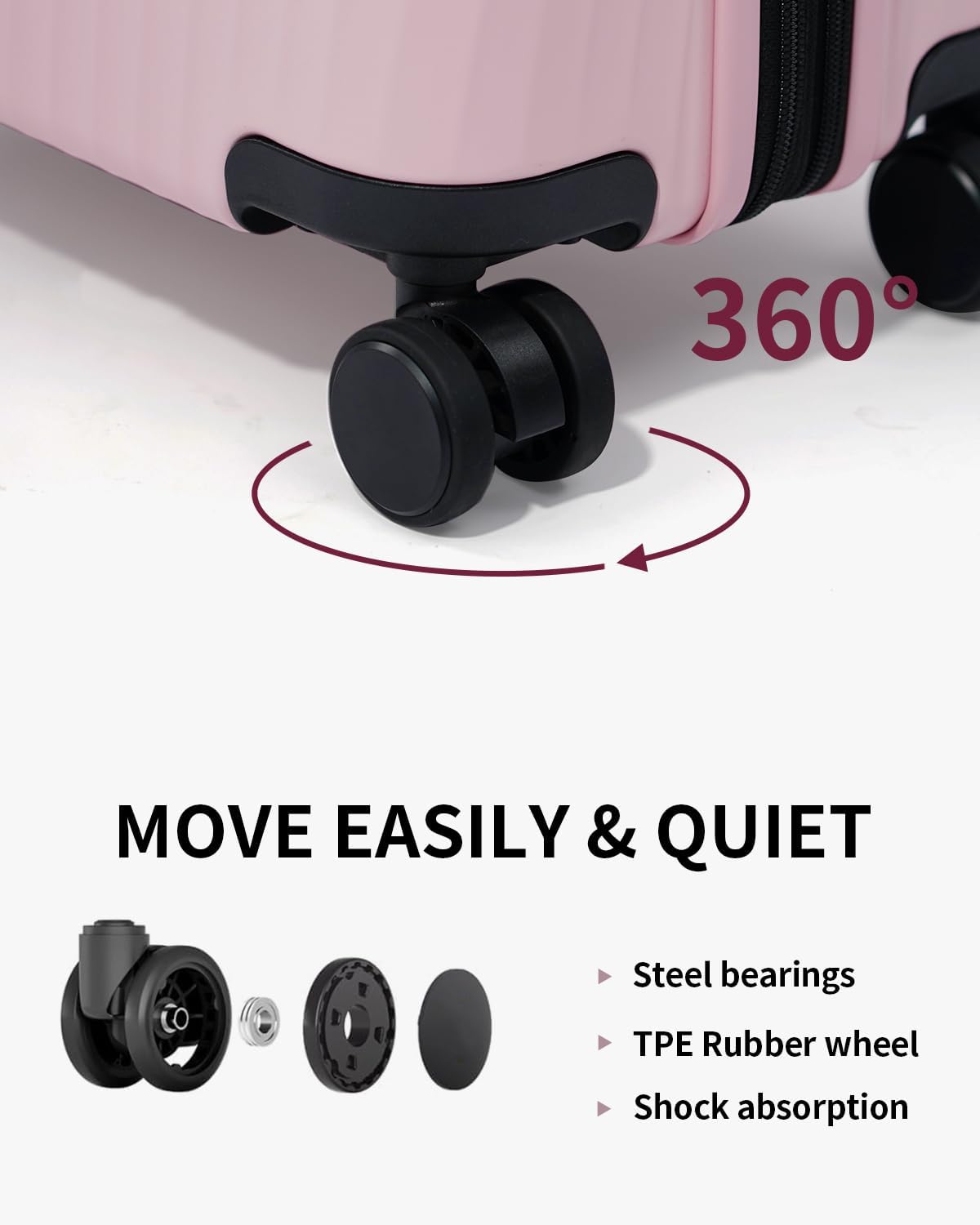 ECOHUB Hardside Expandable Carry On Luggage Sets, Recycled PC 20/24" Rolling Luggage Airline Approved with Spinner Wheels & TSA Lock, Lightweight Hardshell Travel Suitcase, 20+24 inch Carry-on Pink