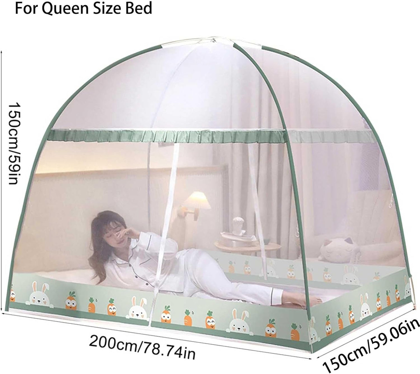 Pop-Up Mosquito Net Tent for Beds Portable Folding Canopy with Net Bottom, Fits Twin to King Size 79x71x59inch, Easy Install Wash for Baby Adults, Indoor Outdoor Use (Navy Blue-Queen Bed)