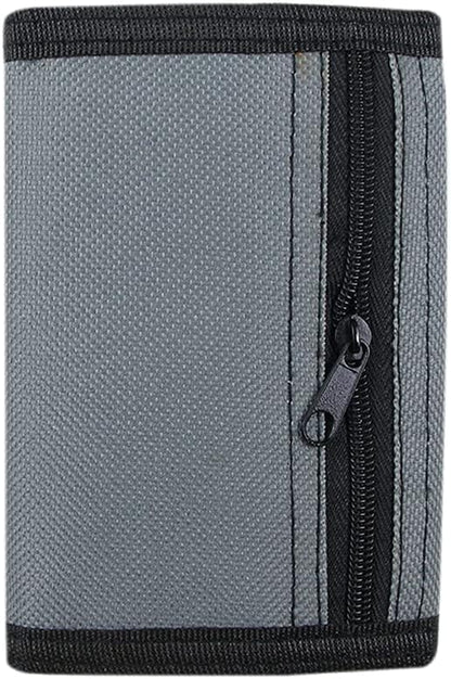 NEICY RFID Blocking Canvas Wallet for Men and Women - Camo Trifold Outdoor Sports Wallets with Magic Sticker for Teen Kids (Grey)