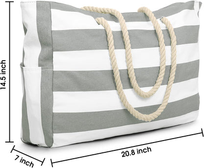 Becokan Beach Bags for Women Large Waterproof Beach Tote Bag Zipper Beach Bags Waterproof Sandproof Swim Pool Bag Large Tote