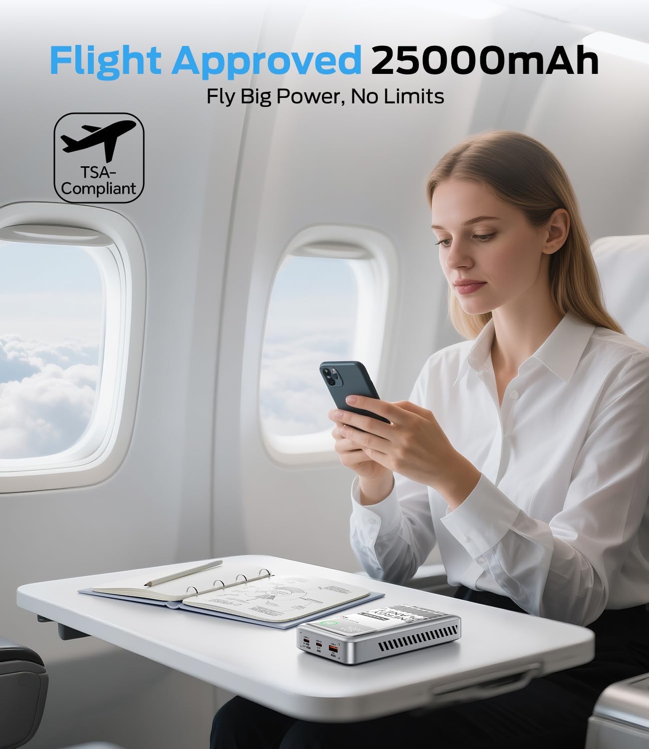 MOVE SPEED 145W Laptop Power Bank, PD 3.1 25,000mAh Fast Charging Portable Charger with 240W Type C Cable, USB C 3-Port with Digital Display Travel Outdoor Charger for iPhone, Dell, MacBook, Galaxy