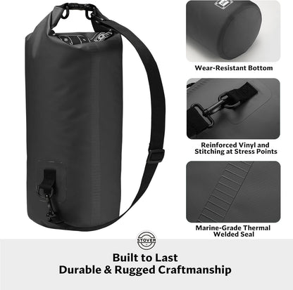 STOVER 5/10/25/30/40/55L Waterproof Backpack- Floating Dry Bag for Kayaking, Travel, Beach, Hiking, & Camping, Men/Women