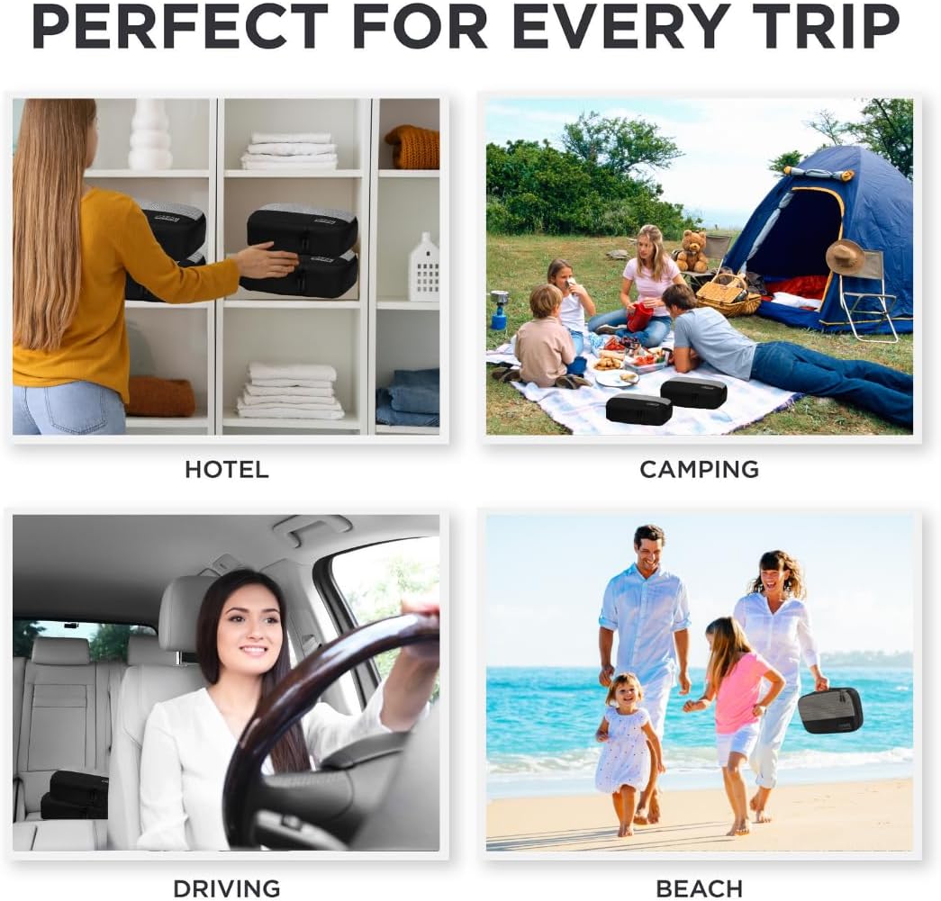 5pc Small Black Packing Cubes for Suitcases - Travel Packing Organizers for Carry on Suitcase - Luggage Cubes set of 5