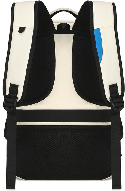 DUSLANG 17 Inch Laptop Backpack for Travel Water Resistant College Backpack for Women Laptop Bag with USB Charging Port,Beige A