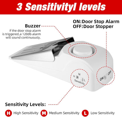 Portable Door Stop Alarm and Traveling Hotel Door Lock, No Installation Required, Provides Double Security for Home, Hotel and Traveling (2 Door Lock + 2 Door Stop)