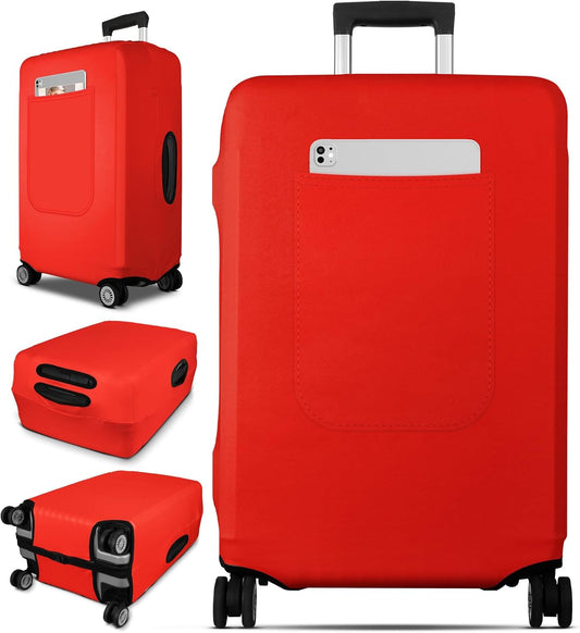 Slohif Luggage Cover for Suitcase Tsa Approved Protector - Luggage Sleeve Suit Case Cover Travel Stretch Large Baggage Case Protective Washable Fit 30-32 Inch Red