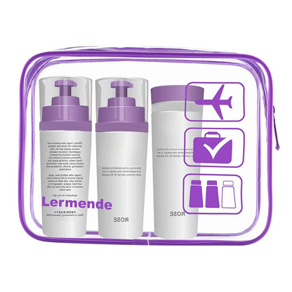 Lermende 2pcs Clear Toiletry Bag TSA Approved Travel Bag,Carry On for Travel,Airport Airline Accessories Compliant Bag,Quart Sized Makeup Cosmetic bag Women Men (Purple, 3 Pack)