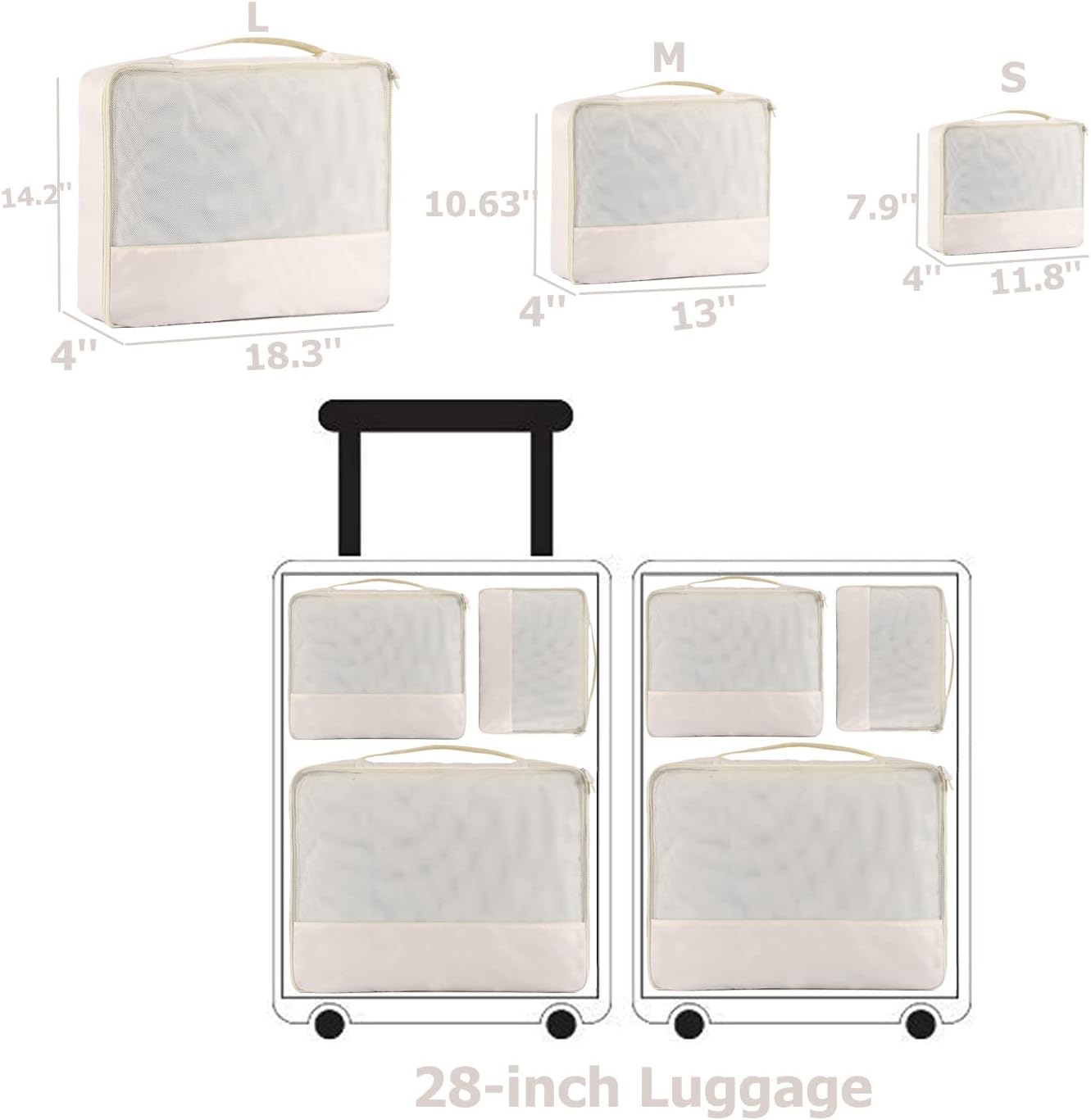 DoubleTrip Packing Cubes for Suitcases Carry on Luggage Organizer 6 Set Travel Accessories Lightweight Storage Bag Space Saver Clothes Pouch Large