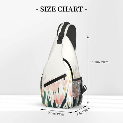 SUPLUCHOM Sling Bag Tulip Flower Watercolor Hiking Daypack Crossbody Shoulder Backpack Travel Chest Pack for Men Women