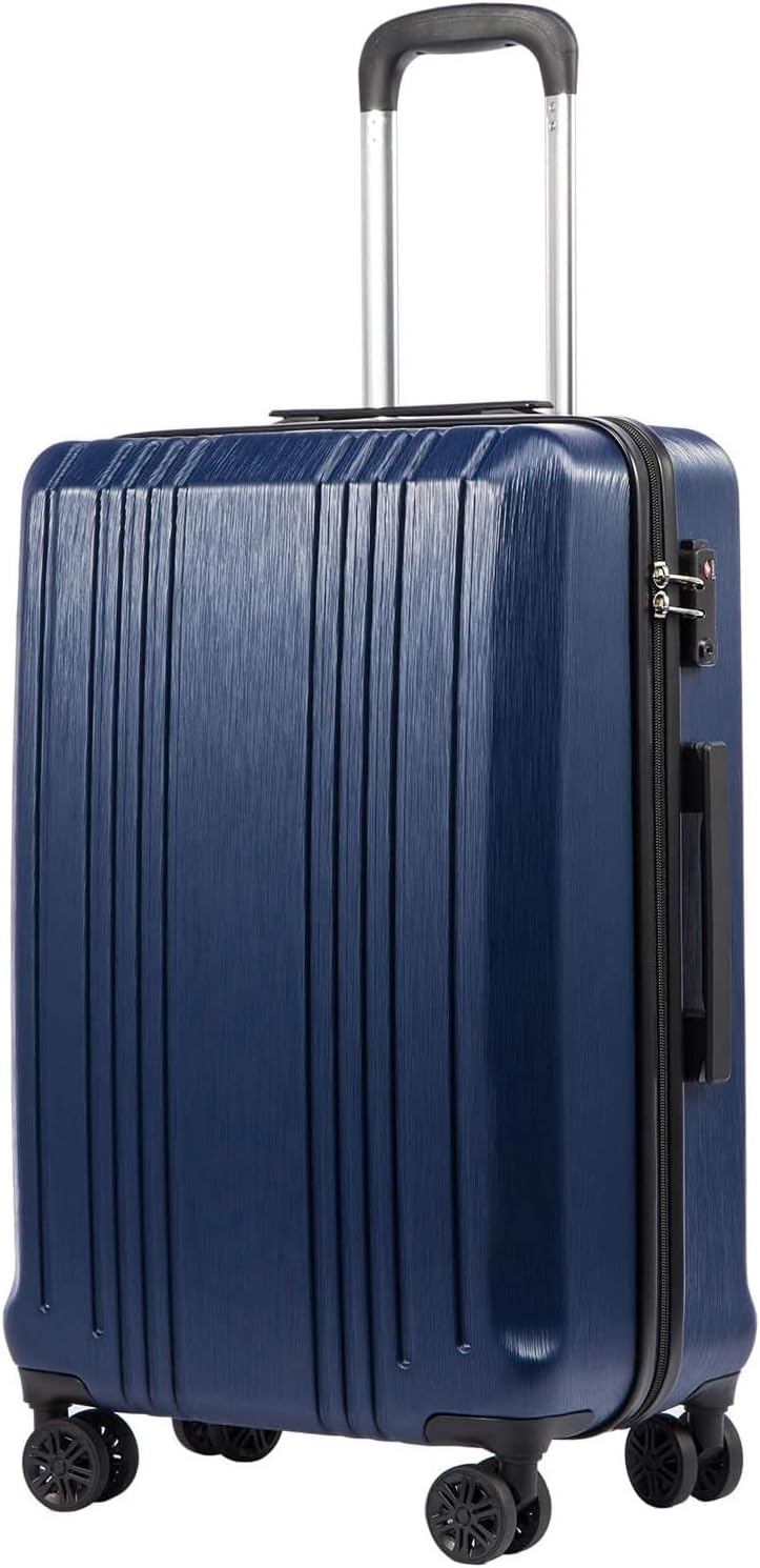 Coolife Luggage PC+ABS Hardshell Suitcase with TSA Lock, Spinner Carry On Lightweight (navy, S(20in_carry on))