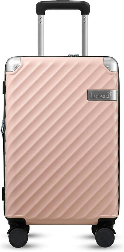 LUGGEX Luggage with Spinner Wheels, Polycarbonate Expandable Hard Shell Suitcase, Carry On 20 Inch, Pink
